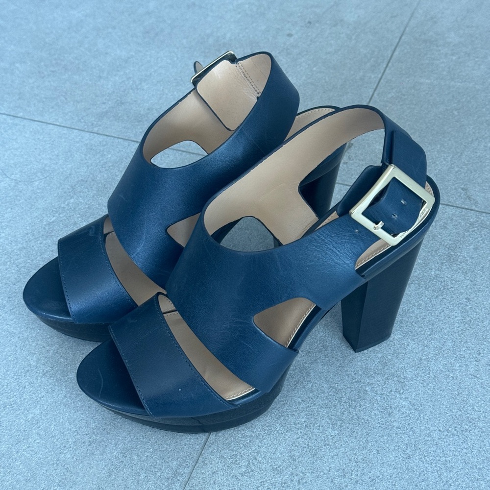 Blue leather, Michael Kors platform heels